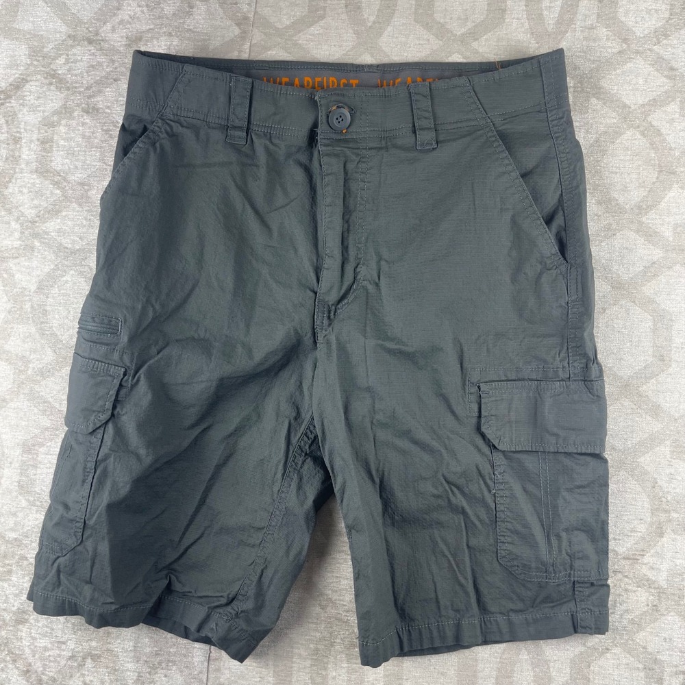WearFirst Cargo Shorts Men 32 Olive Ripstop Stretch Cotton Summer Utility Shorts - Picture 7 of 8